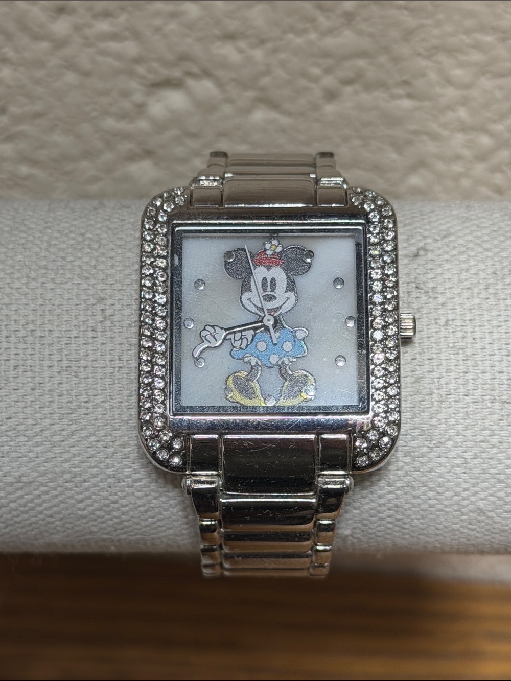 Disney Silver Minnie Mouse Crystal Accent Square Watch